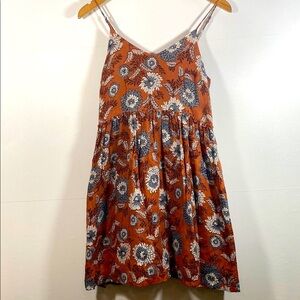 Madewell Floral Dress in Rust and Blue